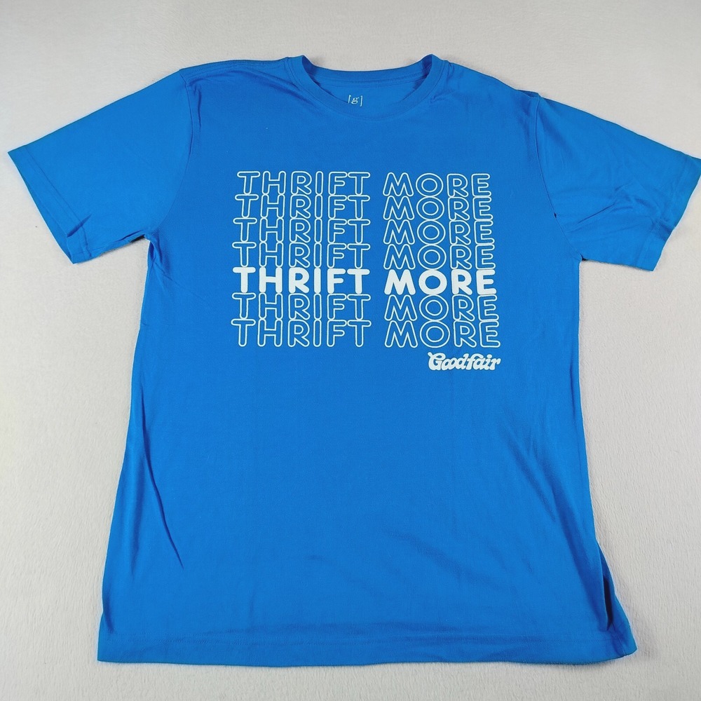 George T Shirt Mens Size M Blue Thrift More‎ Graphic Short Sleeve Crew Neck Tee